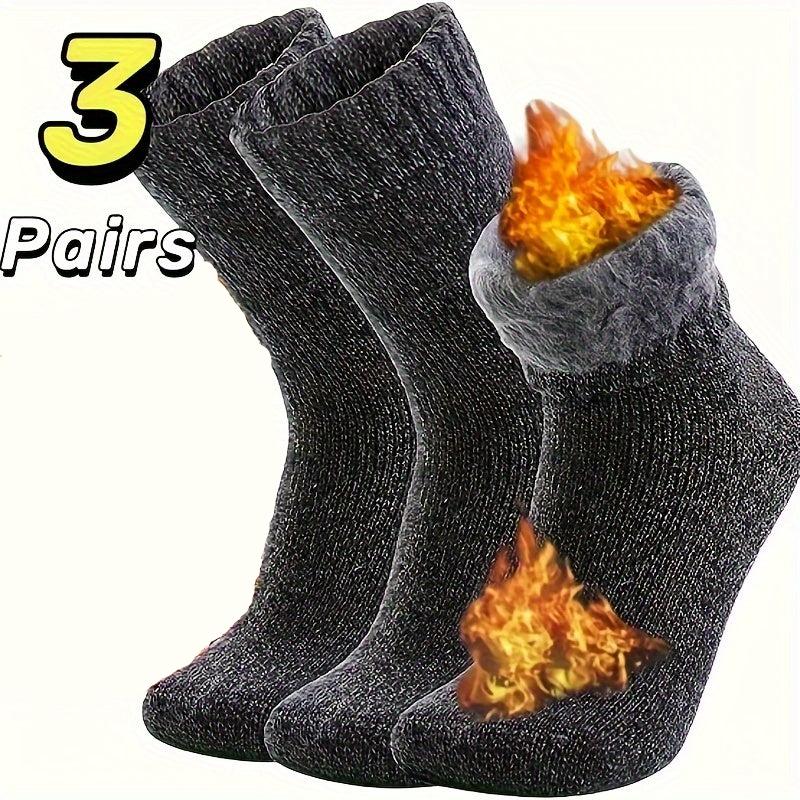 Lot de 3 paires de chaussettes noir polaires homme : Idéal pour affronter le froid de l'hiver.