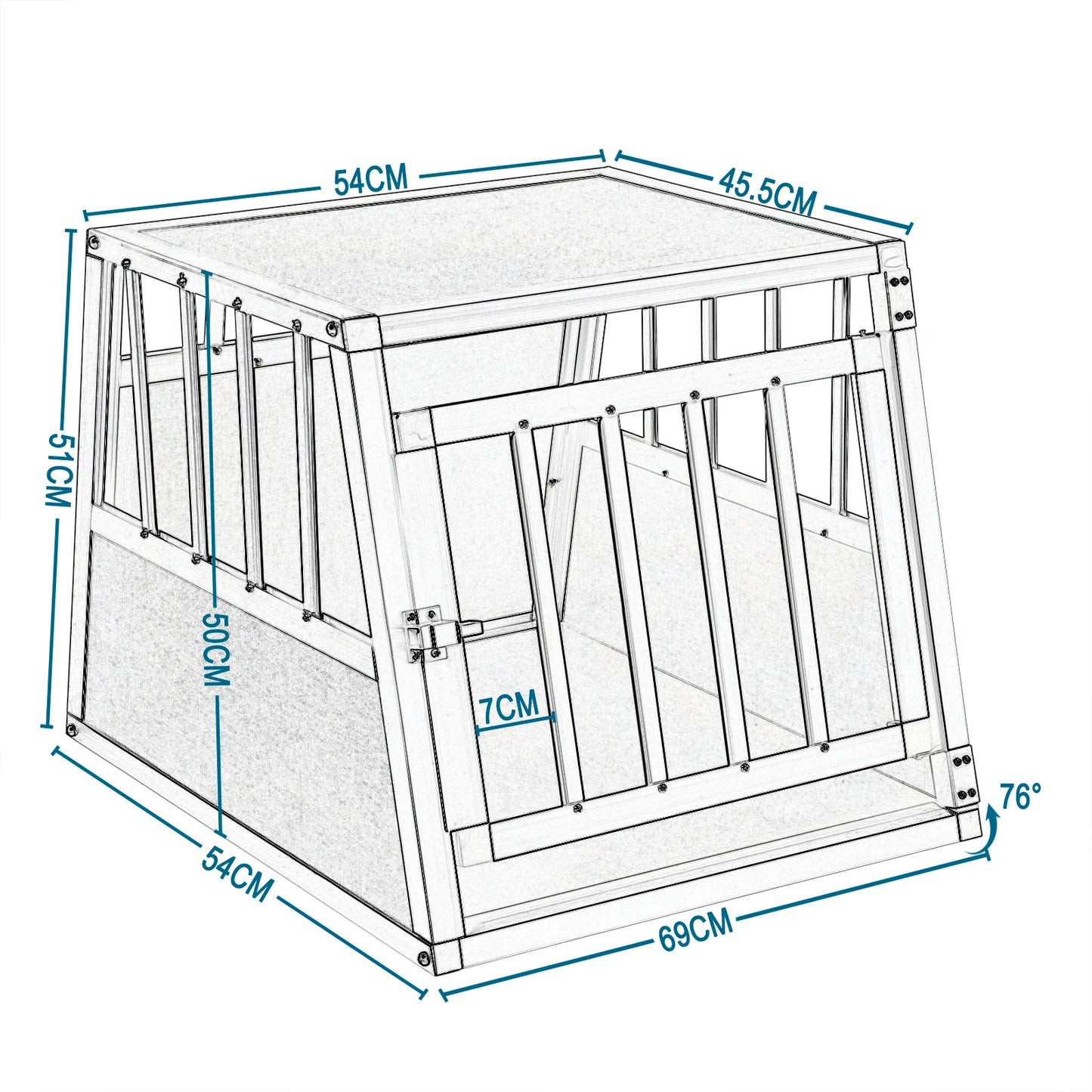 Aluminum transport cage 69x54x50cm