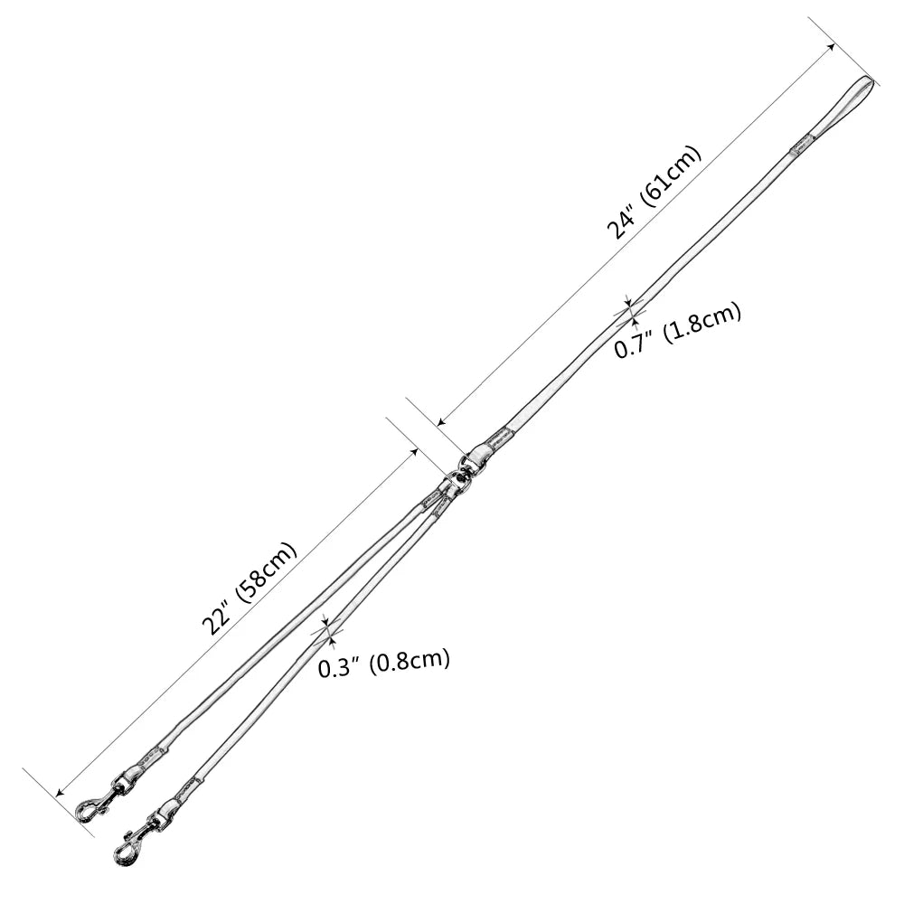 Correa de cuero doble ajustable: Comodidad y seguridad, Un clásico chic para tus dos amigos de cuatro patas.