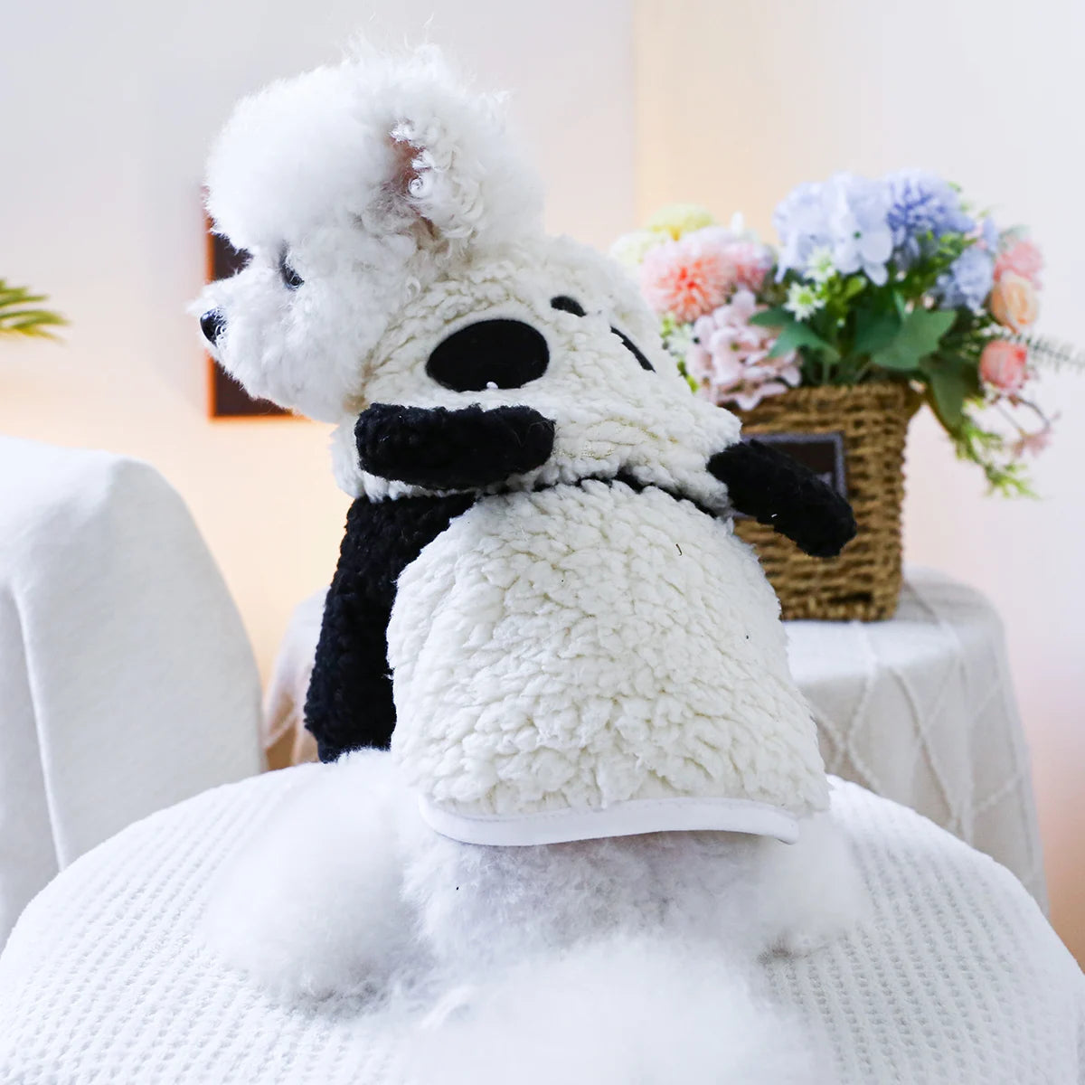 Veste panda pour petits et moyens chiens : idéale pour l'automne et l'hiver