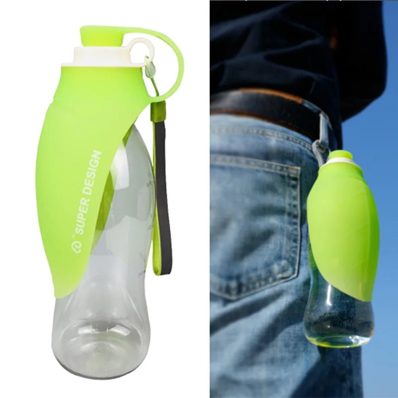 Bouteille d'eau portable 580ml pour chien : silicone souple et anti- fuite