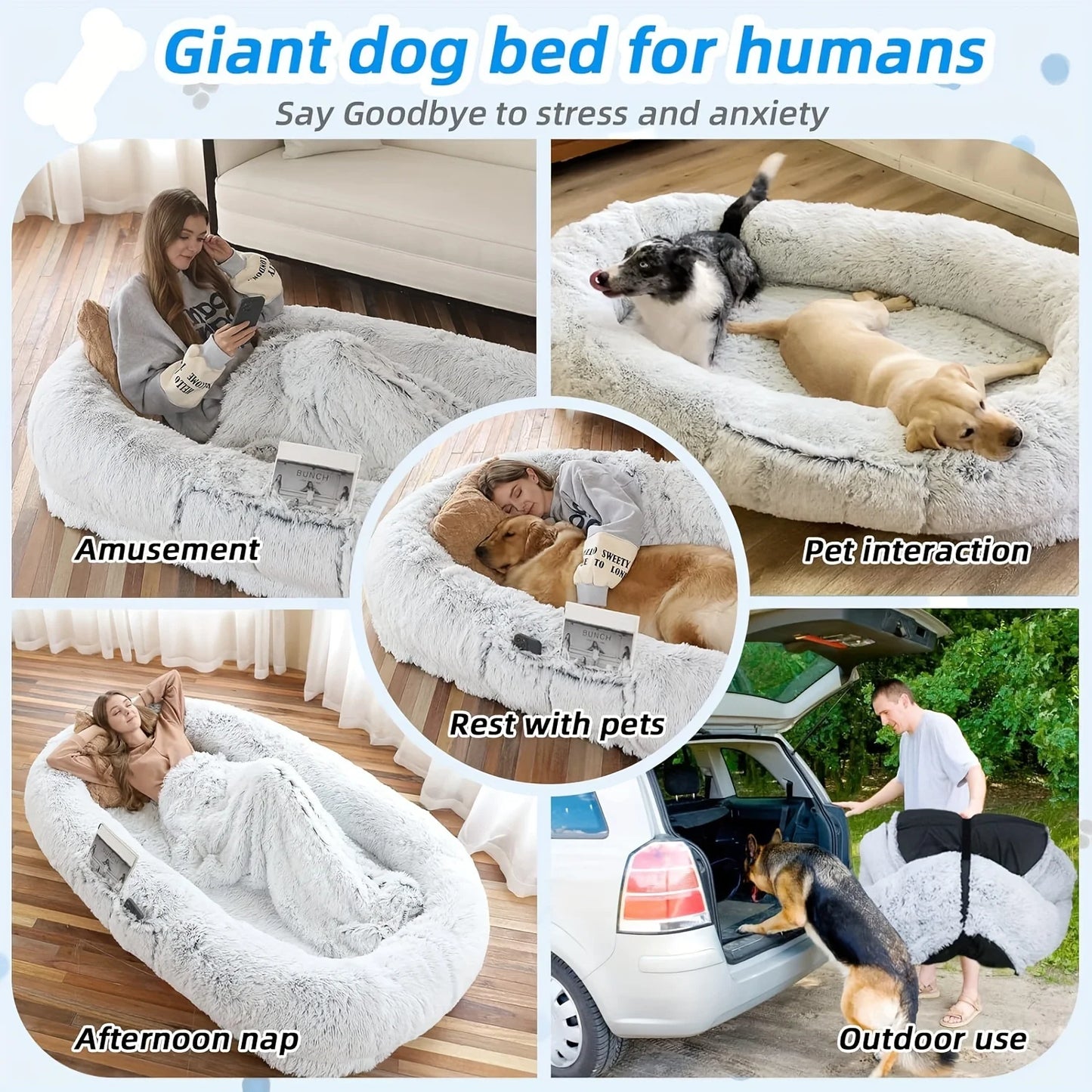 Giant bed for adults and pets: Comfort to share