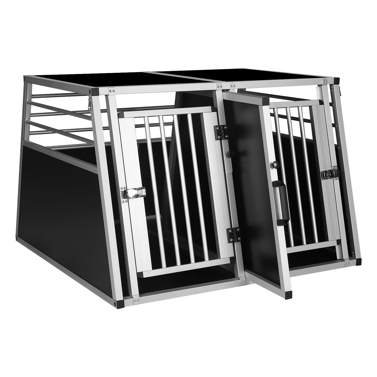 Aluminum dog carrier with divider for medium and large dogs