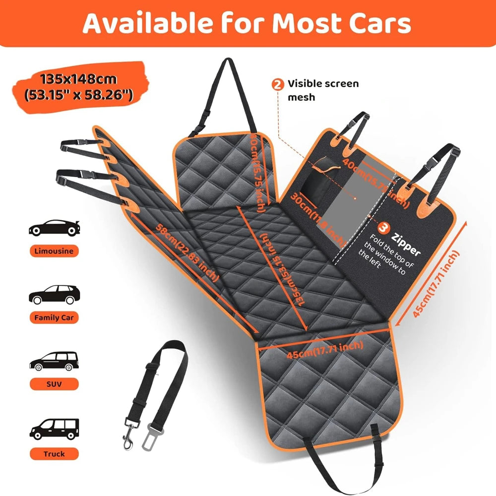 Back Seat Protector Mat: Keeps your car clean and protects your dog from bumps.