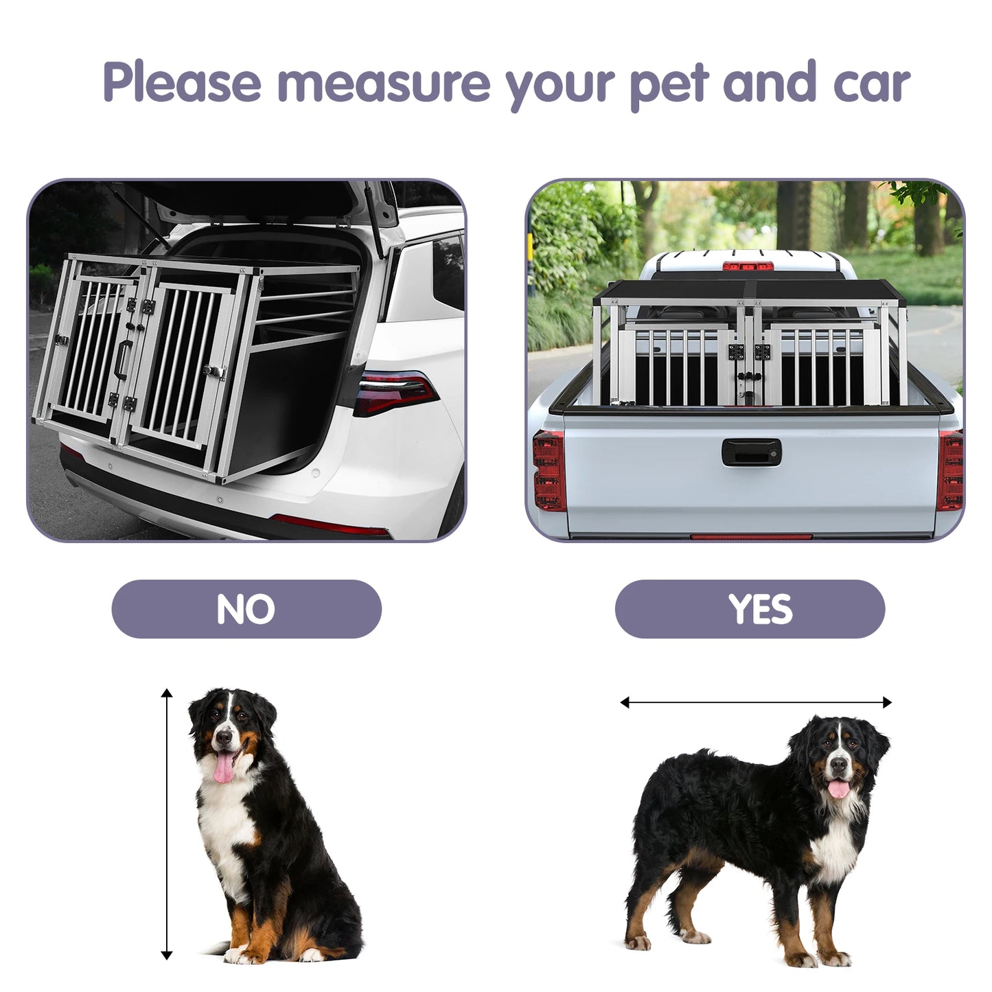 Aluminum dog carrier with divider for medium and large dogs