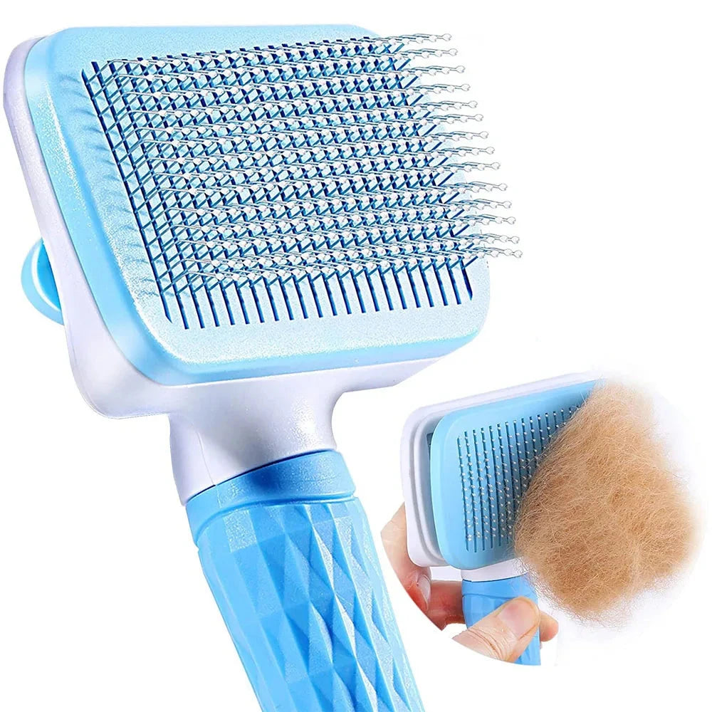 2-in-1 Grooming Brush: Detangles and massages for a shiny coat.