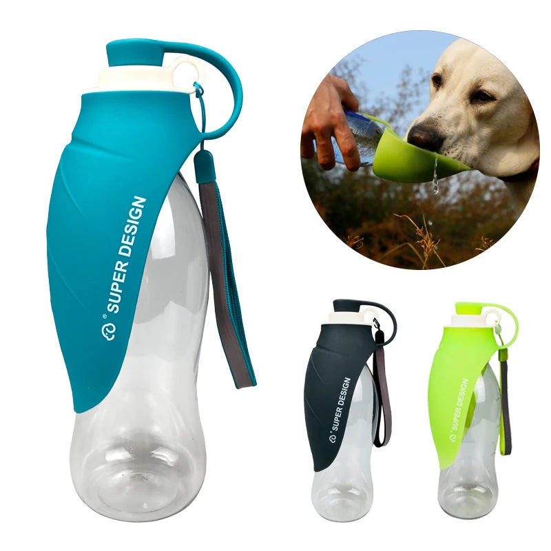 Bouteille d'eau portable 580ml pour chien : silicone souple et anti- fuite